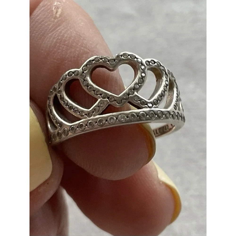 Pandora Hearts Tiara Ring ALE 925 Sterling Silver Size 4.5